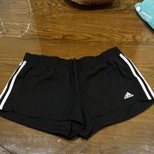Adidas Women's Black Athletic Shorts with White Stripes